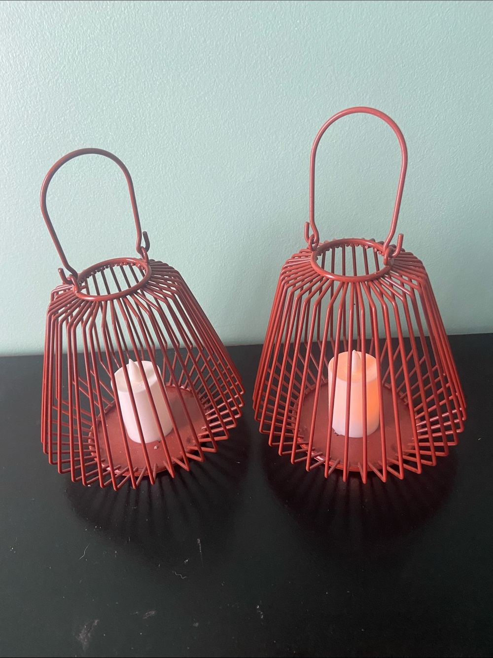Brown Metal Wire Lanterns - Set of 2